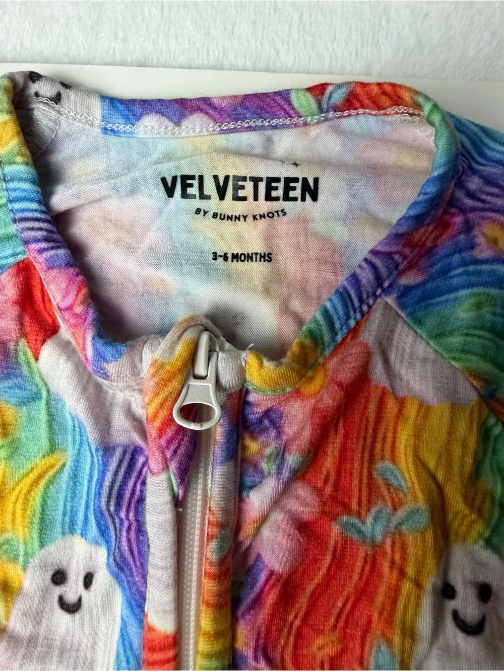 Velveteen by Bunny Knots Ghost Floral Sleeper Bamboo Romper 3-6M Halloween
